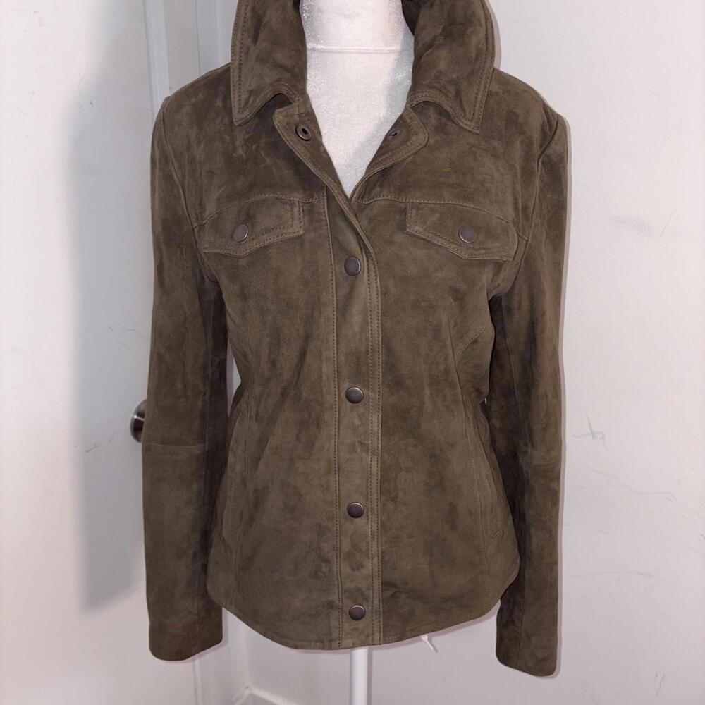 Lucky Brand Sure‎ Leather Trucker Jacket  Brown Small New NWOT